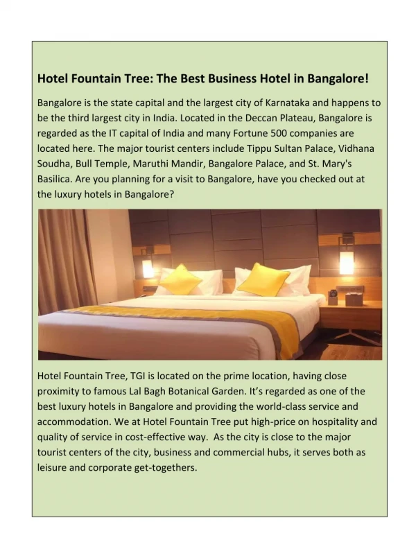 top 10 hotels in bangalore