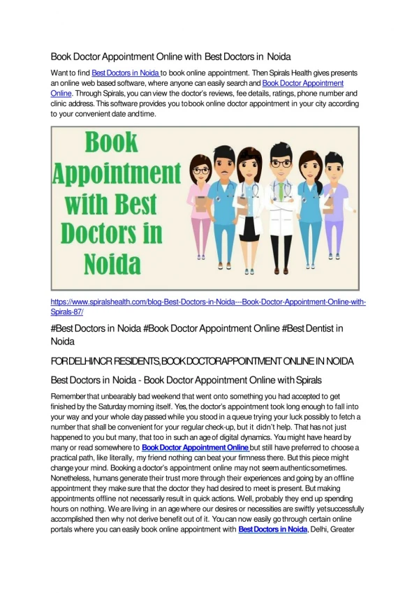 Book Doctor Appointment Online with Best Doctors in Noida