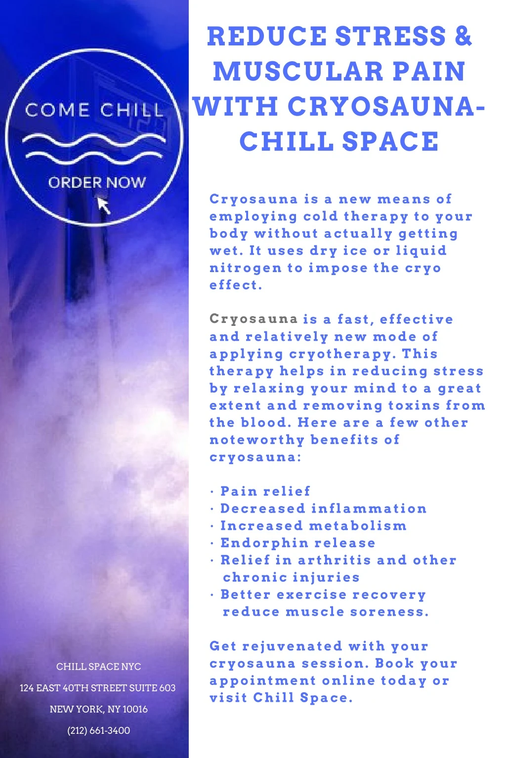 reduce stress muscular pain with cryosauna chill