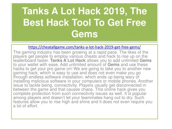 Tanks A Lot Hack 2019, The Best Hack Tool To Get Free Gems