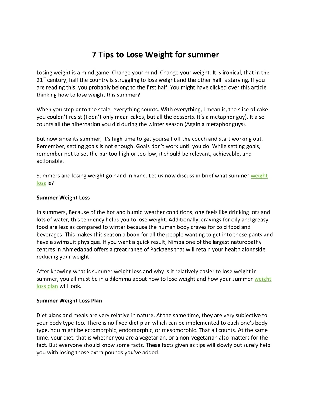 7 tips to lose weight for summer