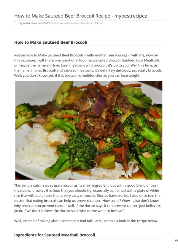How to Make Sauteed Beef Broccoli Recipe - mybestrecipez