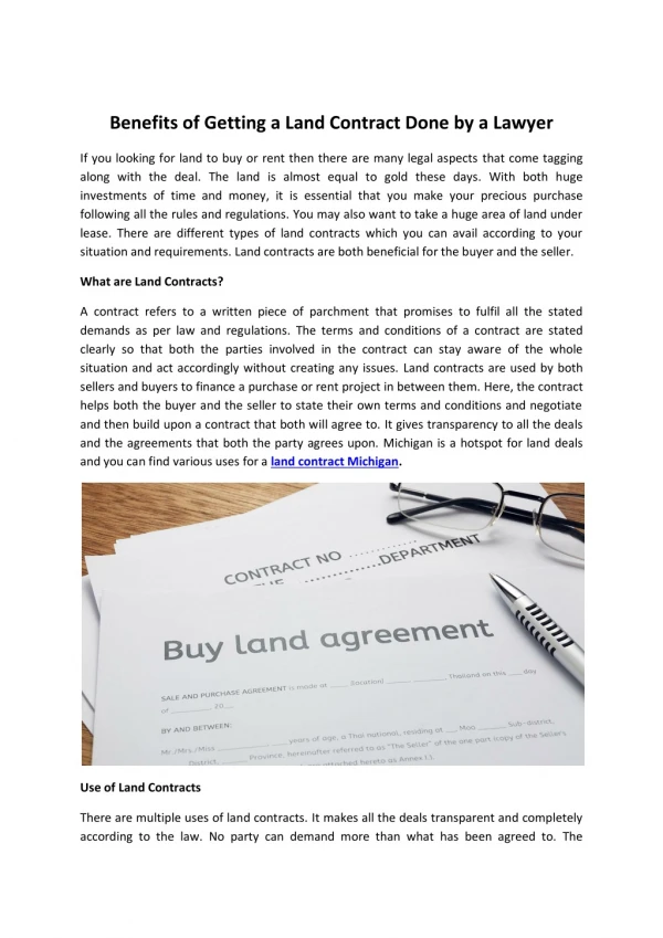 Benefits of Getting a Land Contract Done by a Lawyer