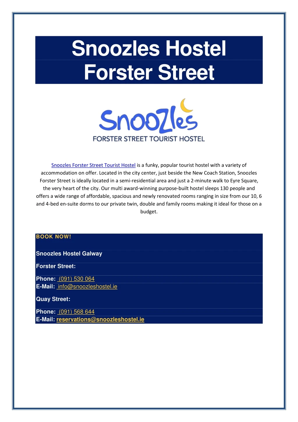 snoozles hostel forster street