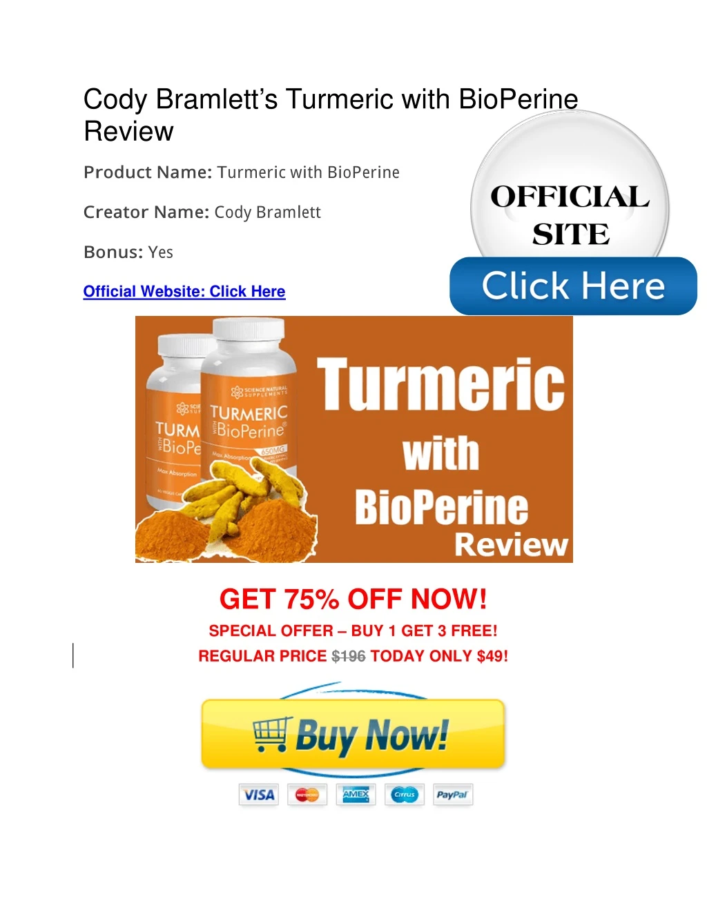 cody bramlett s turmeric with bioperine review