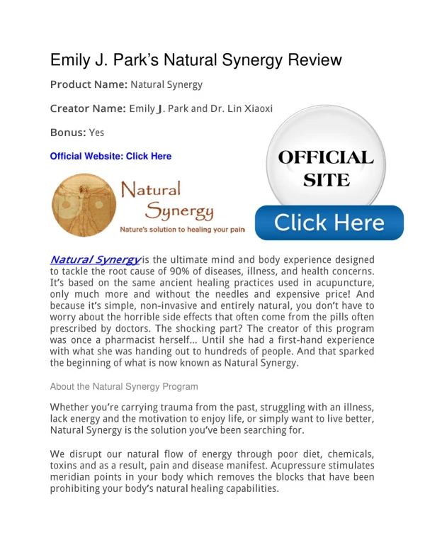 Emily J. Park’s Natural Synergy PDF Free Download