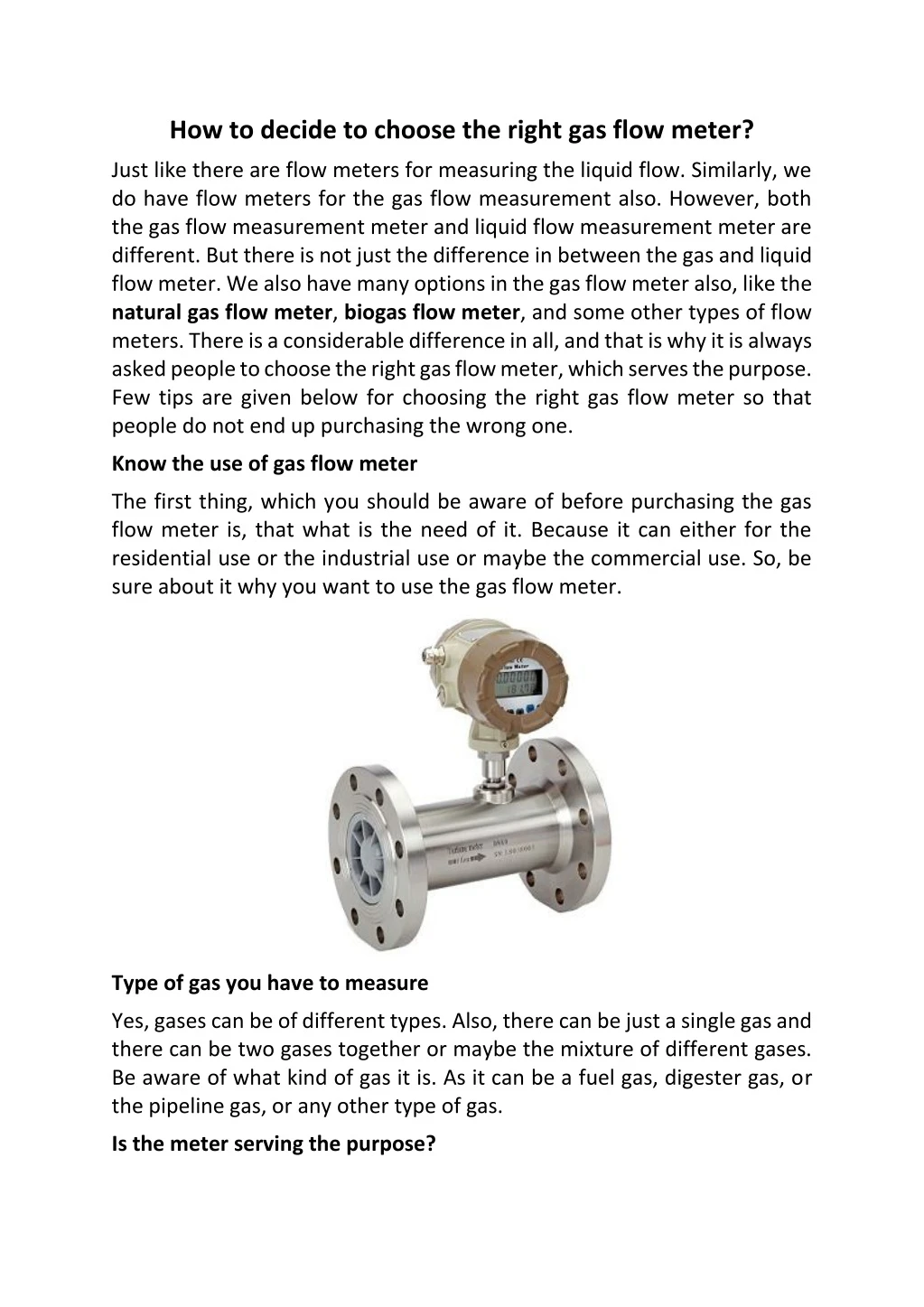 how to decide to choose the right gas flow meter