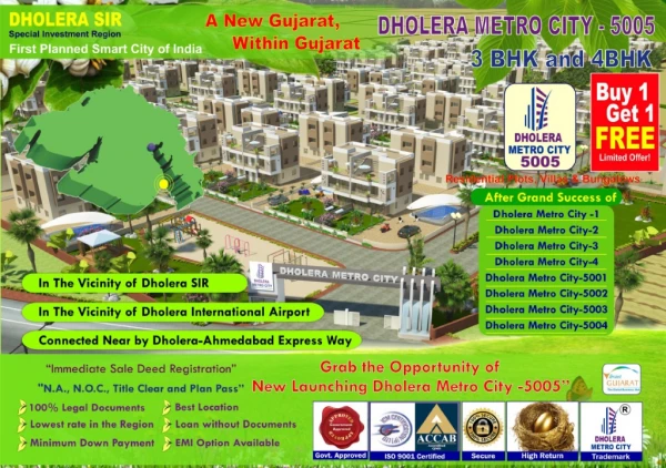 Invest in Dholera Metro City 5005 Residential Plots near Dholera SIR