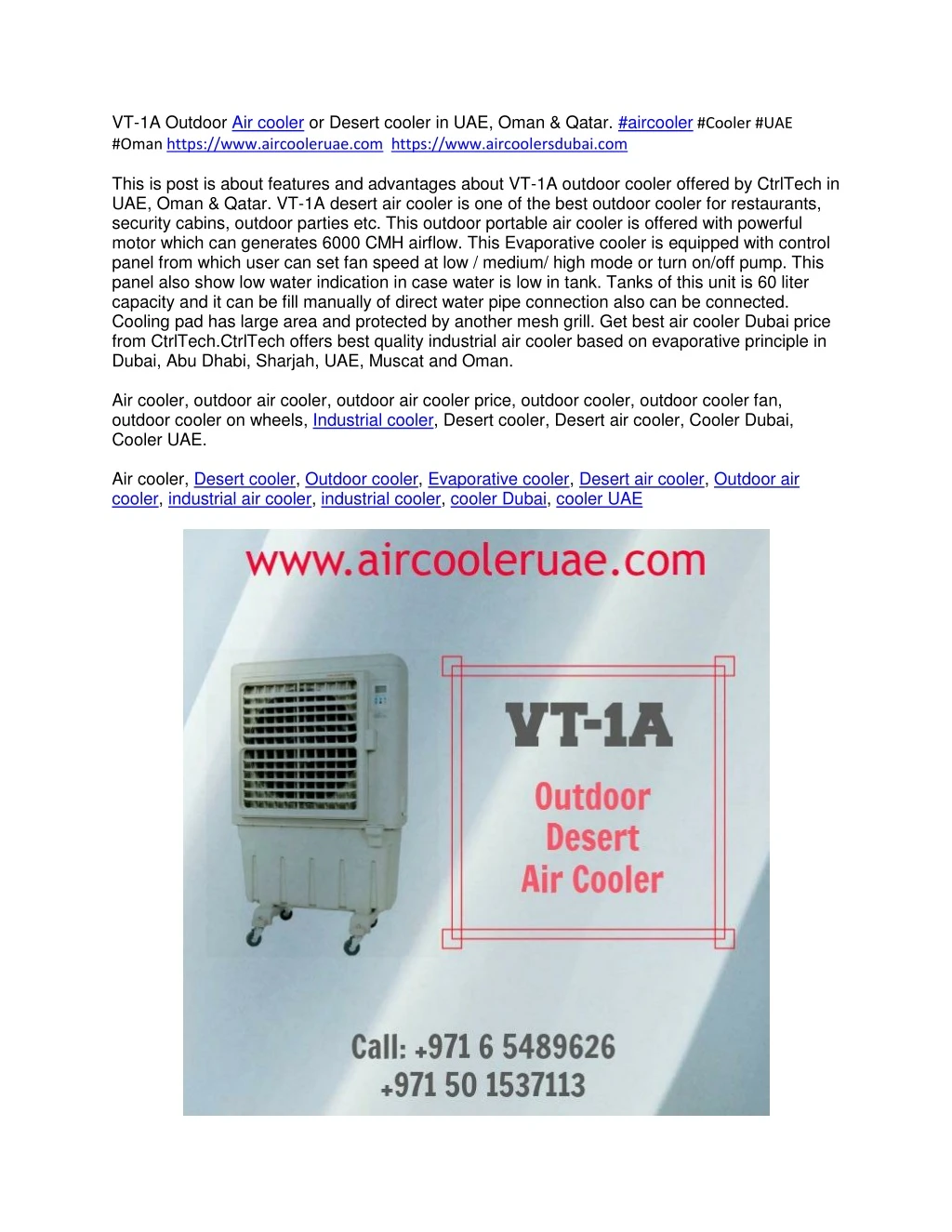 vt 1a outdoor air cooler or desert cooler