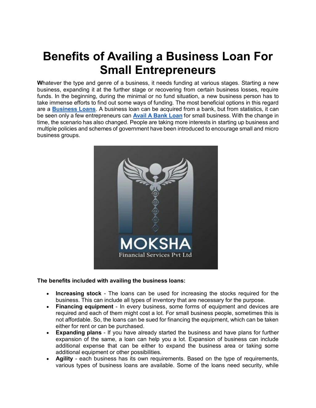 benefits of availing a business loan for small