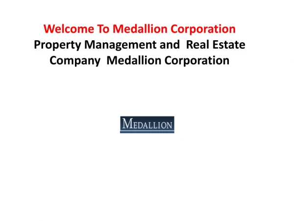 Property Management & Real Estate Company | Medallion Corporation
