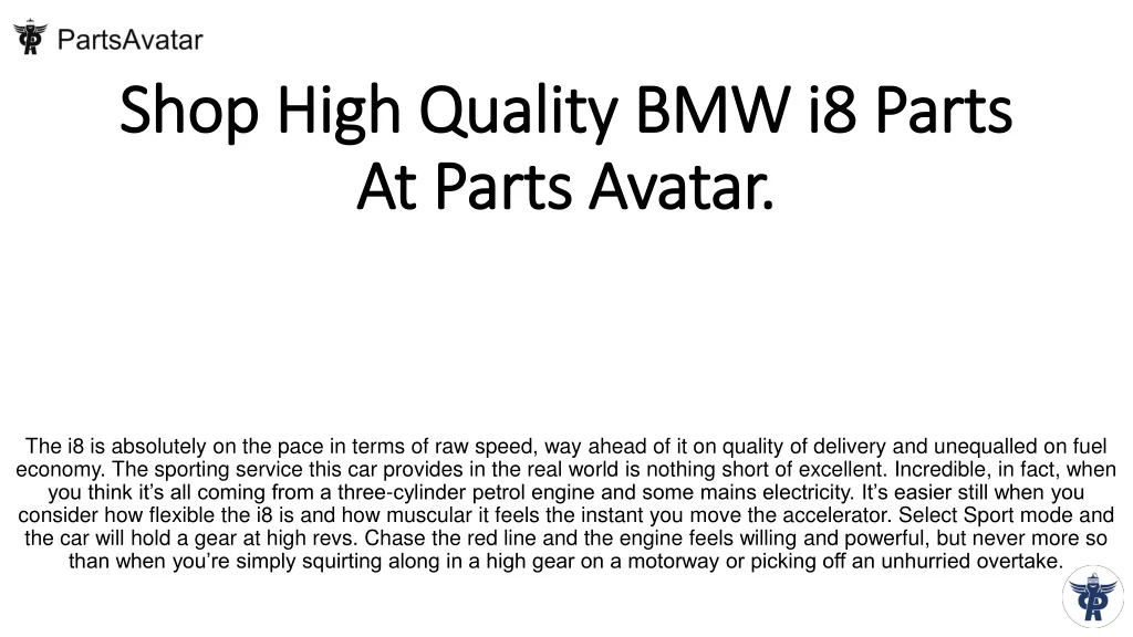 shop high quality bmw i8 parts at parts avatar