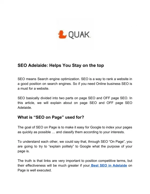 seo adelaide helps you stay on the top seo means