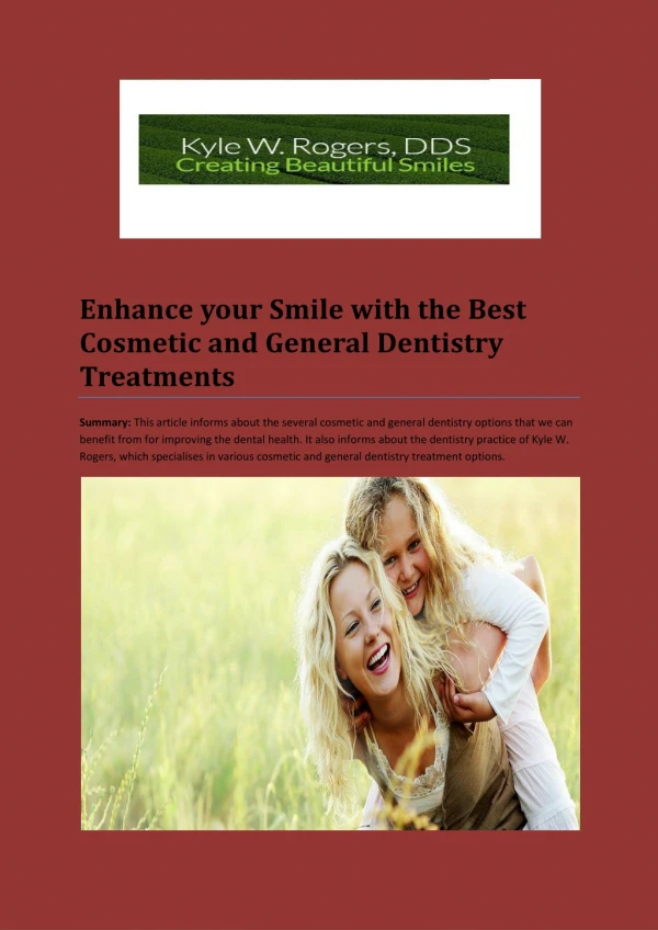 Best Cosmetic and General Dentistry Treatments