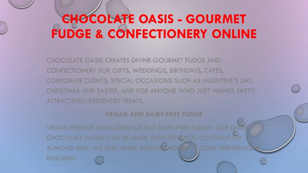 chocolate oasis gourmet fudge confectionery online