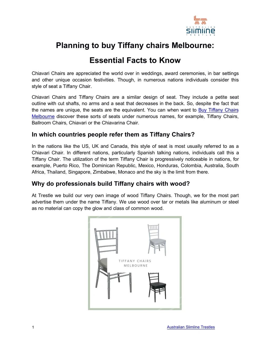 planning to buy tiffany chairs melbourne