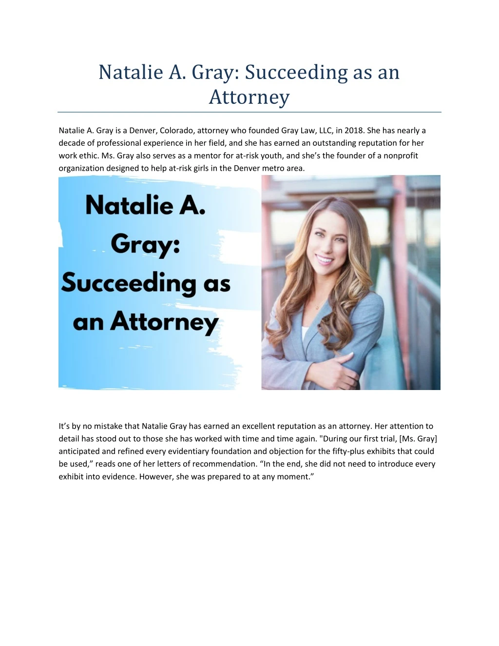 natalie a gray succeeding as an attorney