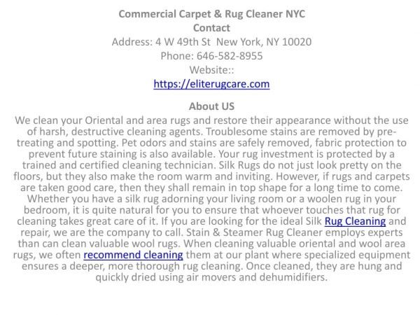 Commercial Carpet & Rug Cleaner NYC