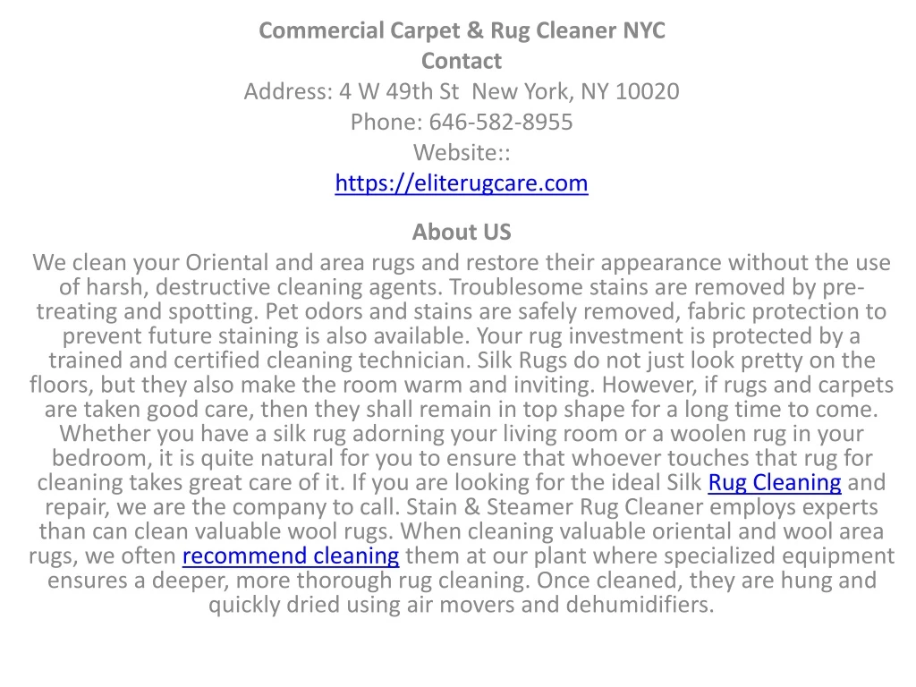 commercial carpet rug cleaner nyc contact address