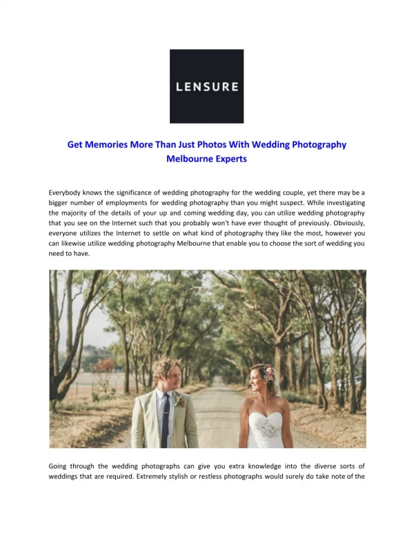Get Memories More Than Just Photos With Wedding Photography Melbourne Experts