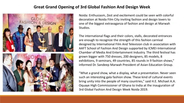 Great Grand Opening of 3rd Global Fashion And Design Week