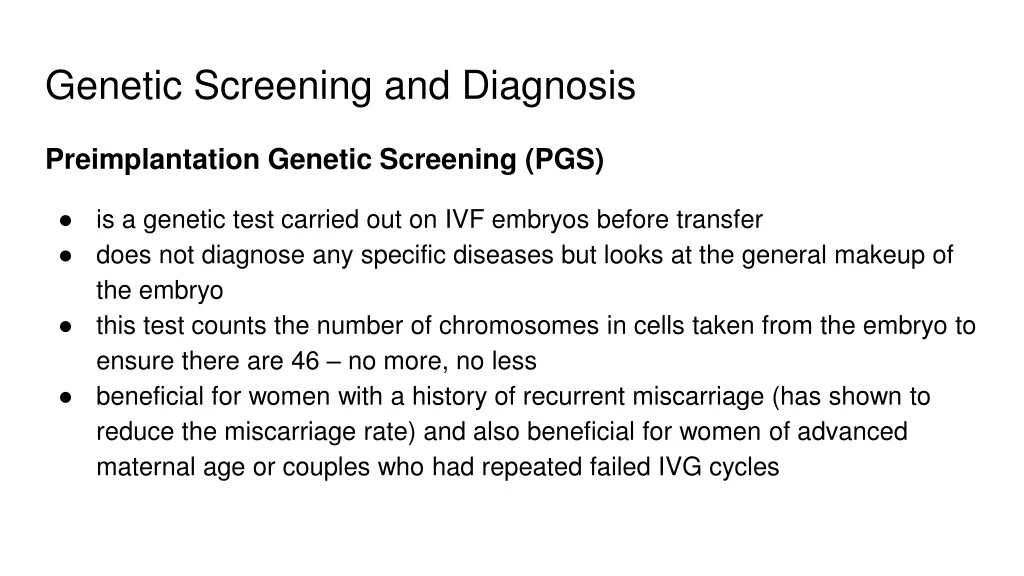 genetic screening and diagnosis