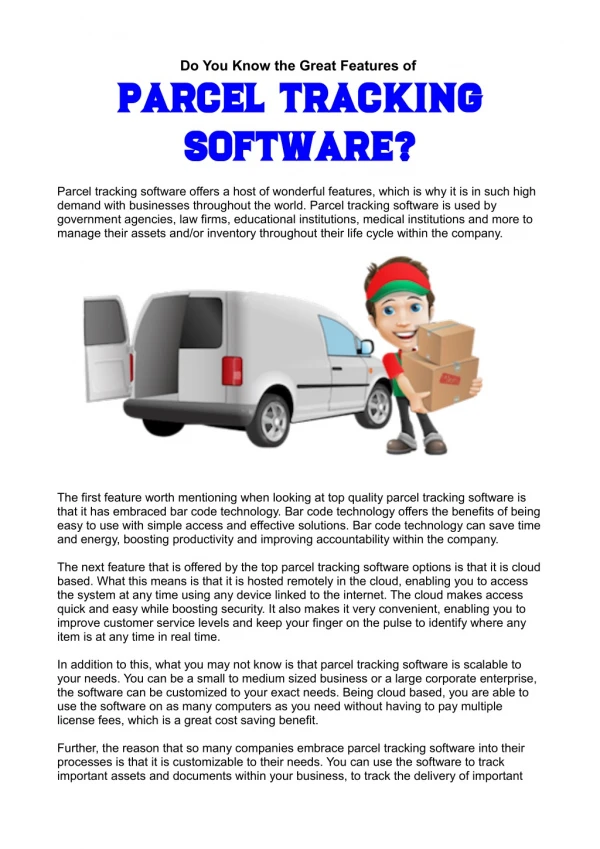 Do You Know the Great Features of Parcel Tracking Software?