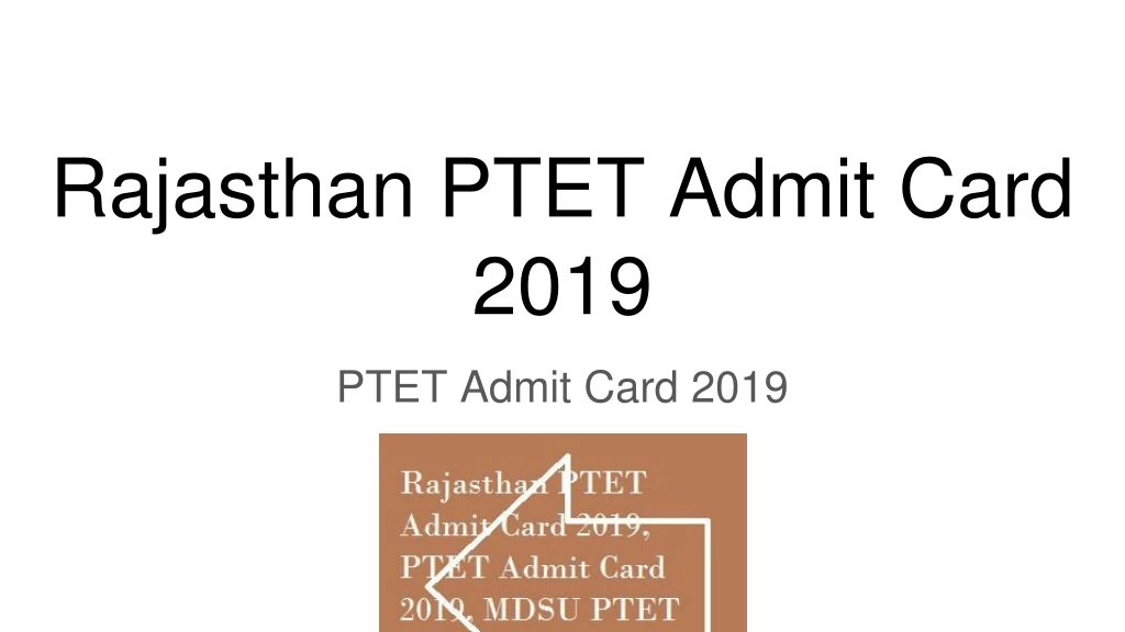 rajasthan ptet admit card 2019