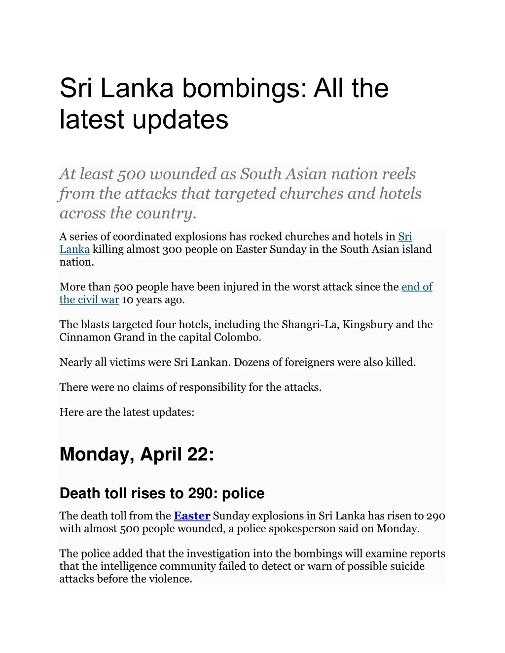 sri lanka bombings all the latest updates