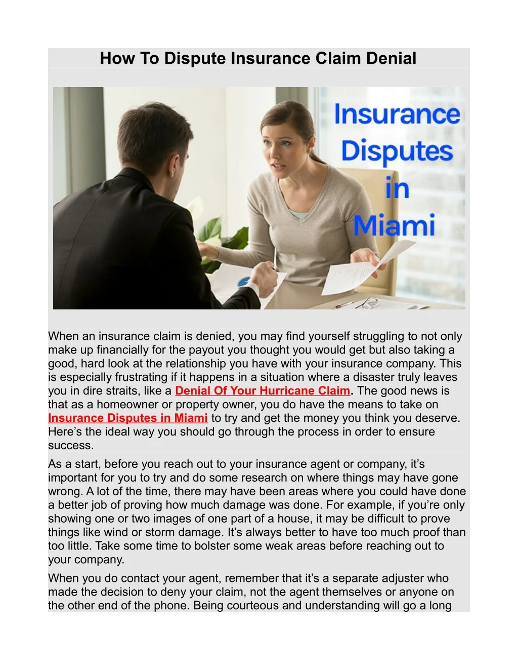 how to dispute insurance claim denial
