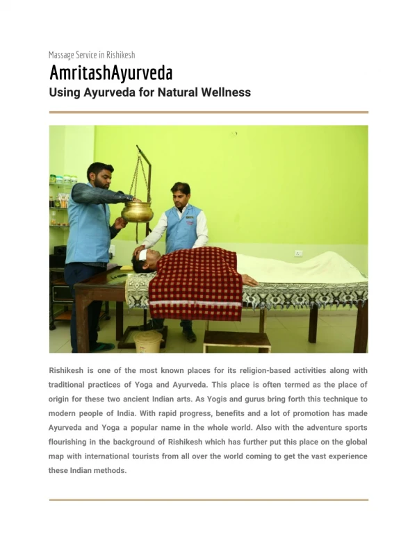 one week Ayurveda courses in rishikesh