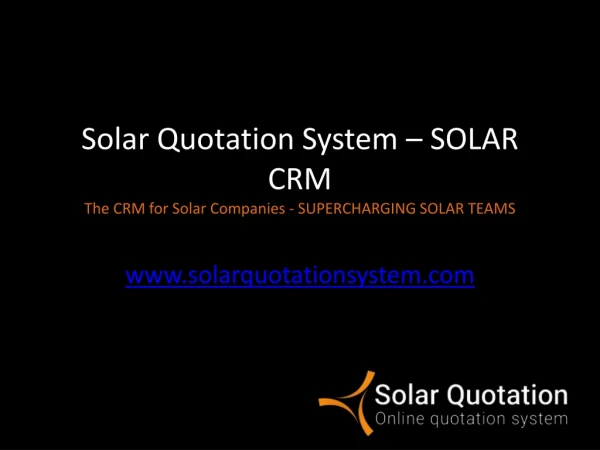 Solar CRM Software, Solar Sales Software, Online Quotation Management System