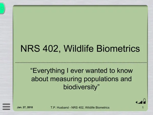 NRS 402, Wildlife Biometrics