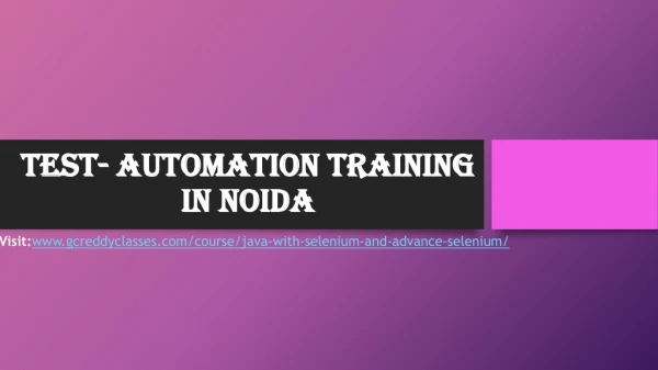 test automation training in noida