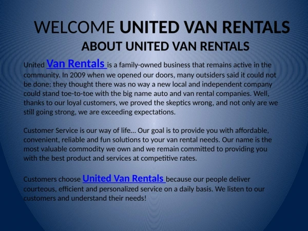 Get Joyful Ride With United Van Rentals