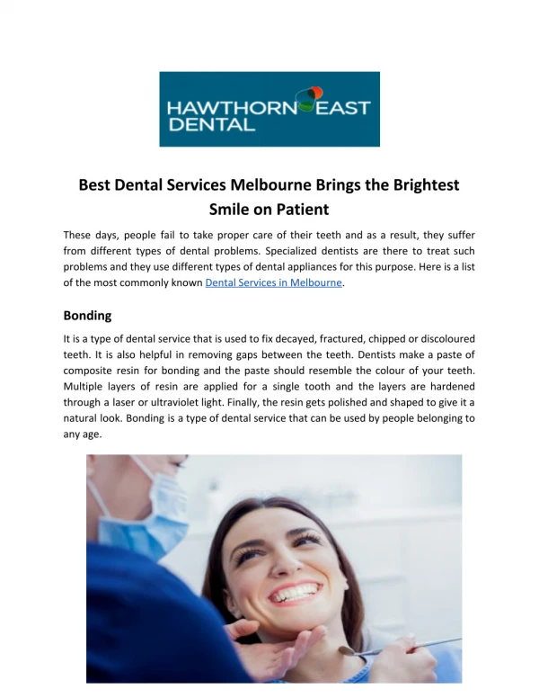 Best Dental Services Melbourne Brings The Brightest Smile On Patient