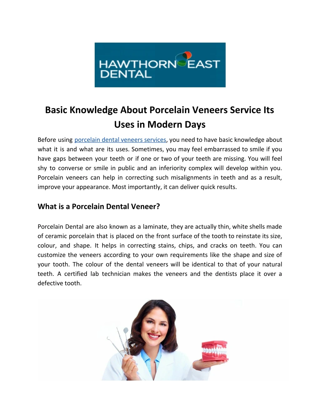 basic knowledge about porcelain veneers service