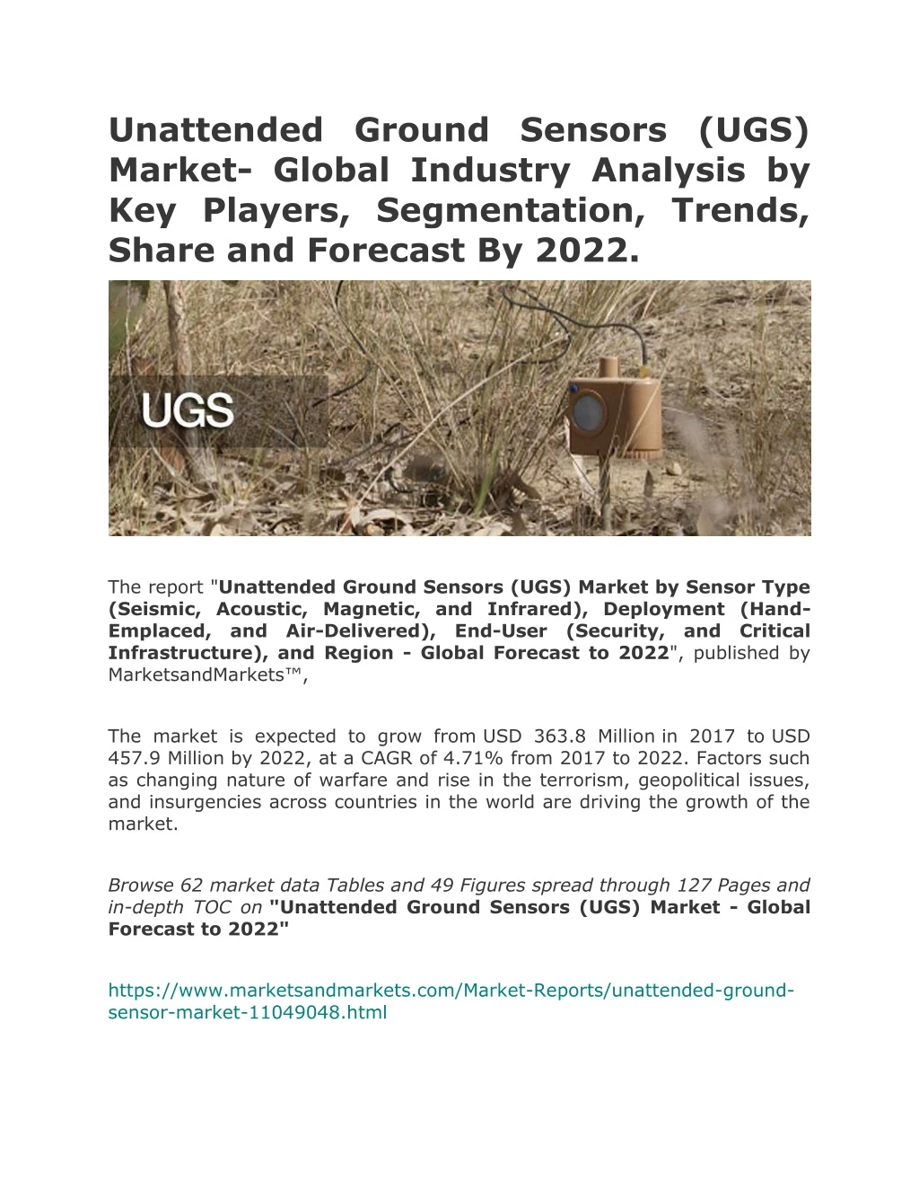 unattended ground sensors ugs market global