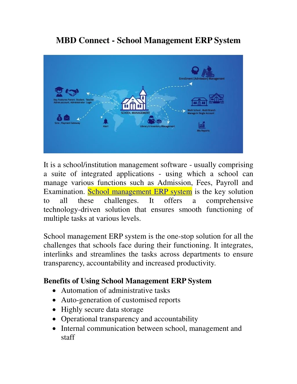 mbd connect school management erp system