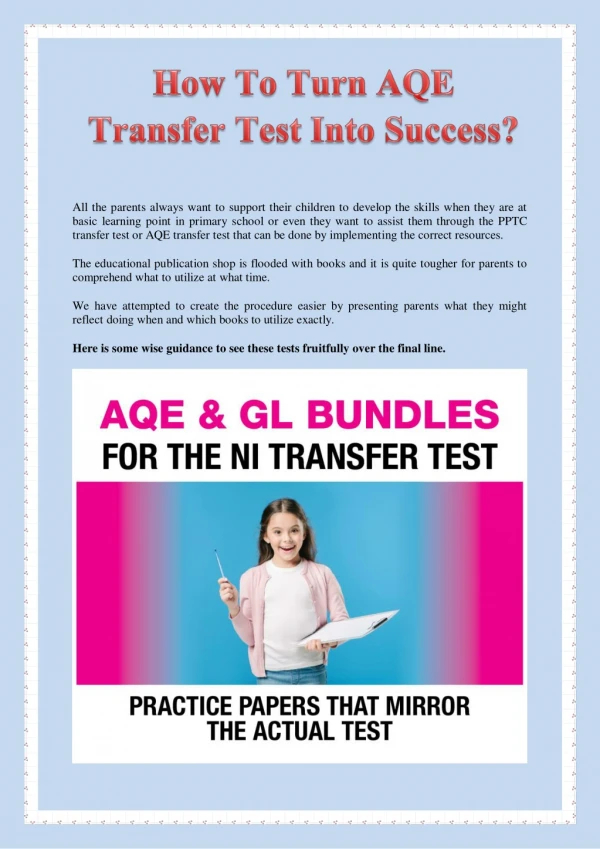 How To Turn Aqe Transfer Test Into Success?