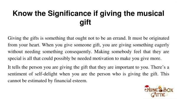 Know the Significance if giving the musical gift