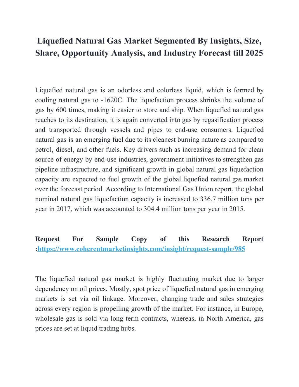 liquefied natural gas market segmented