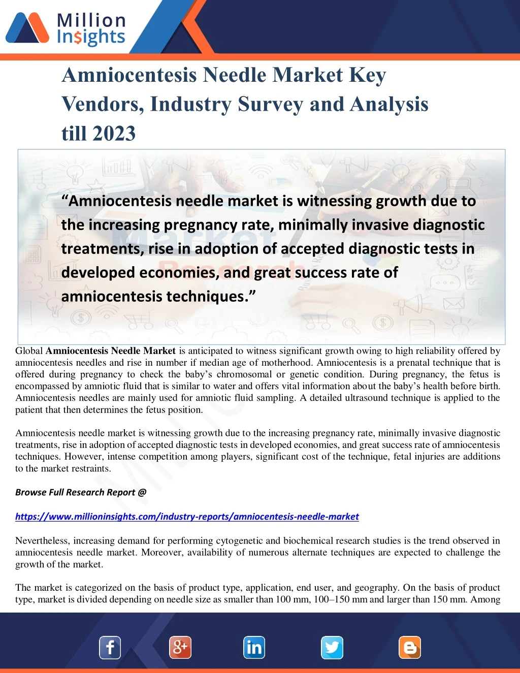 amniocentesis needle market key vendors industry