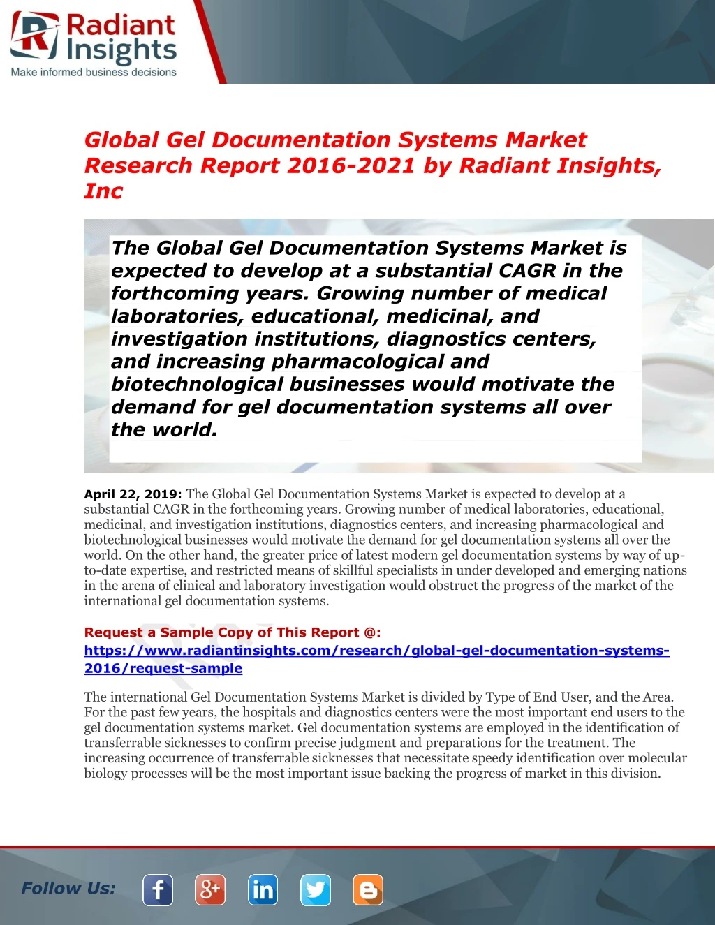 global gel documentation systems market research