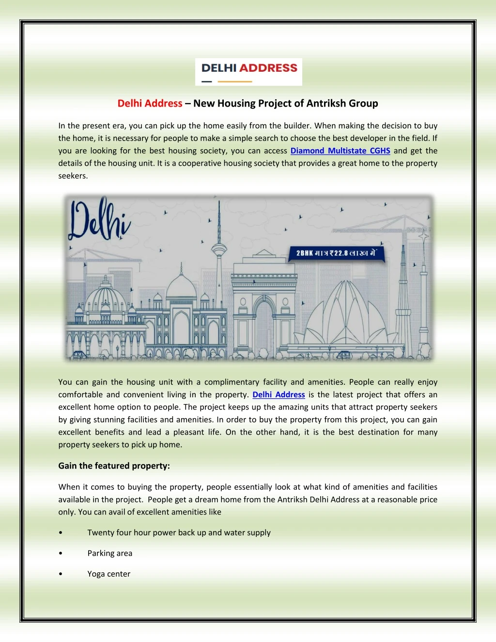 delhi address new housing project of antriksh