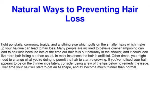 Natural Ways to Preventing Hair Loss