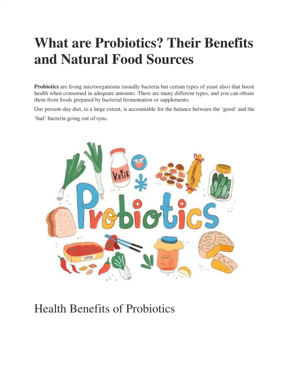 What Are Probiotics??Benefits & Sources!