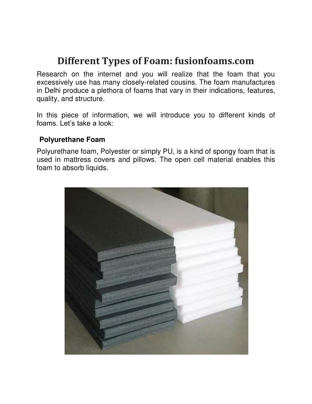 different types of foam fusionfoams com research