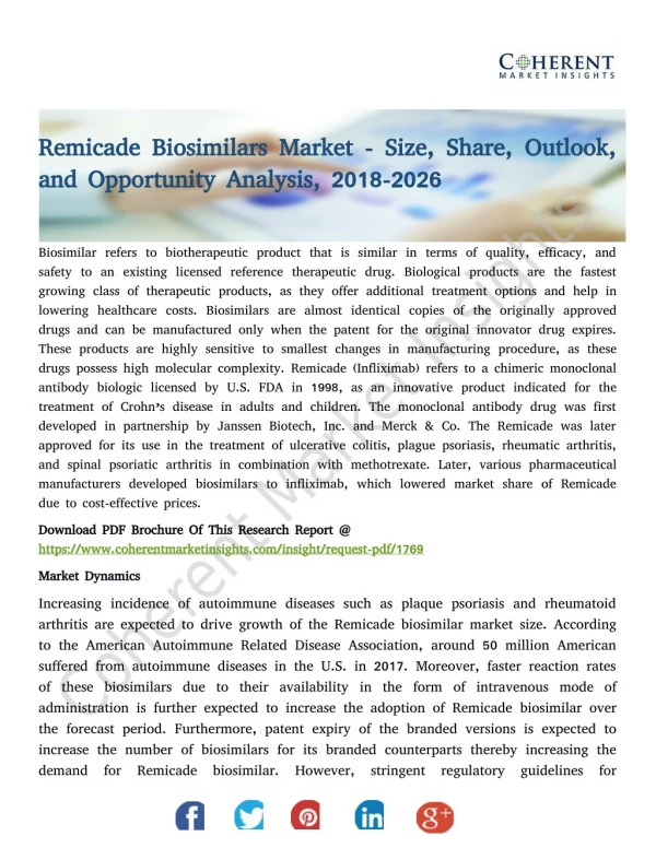 remicade biosimilars market size share outlook