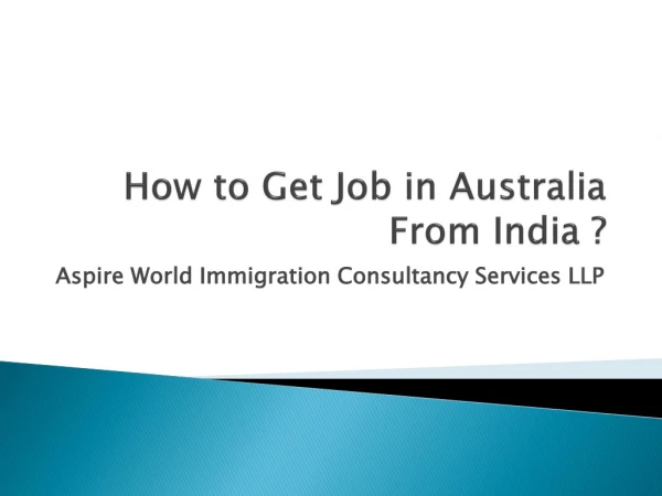 How to Get Job in Australia from India?